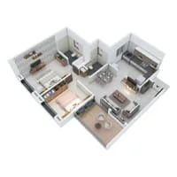 Trio Kaya Ravet NX 2 BHK Large Floor Plan Image